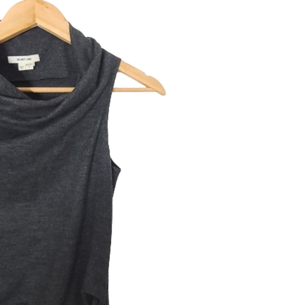 HELMUT LANG Sonar Grey Asymmetrical 100% Wool Sleeveless Dress Women's Size XS - Picture 9 of 16